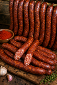 homemade hungarian kolbász sausage