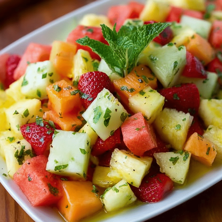 melon pineapple fruit salad with honey lime dressing