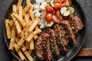 steak fajitas with french fries