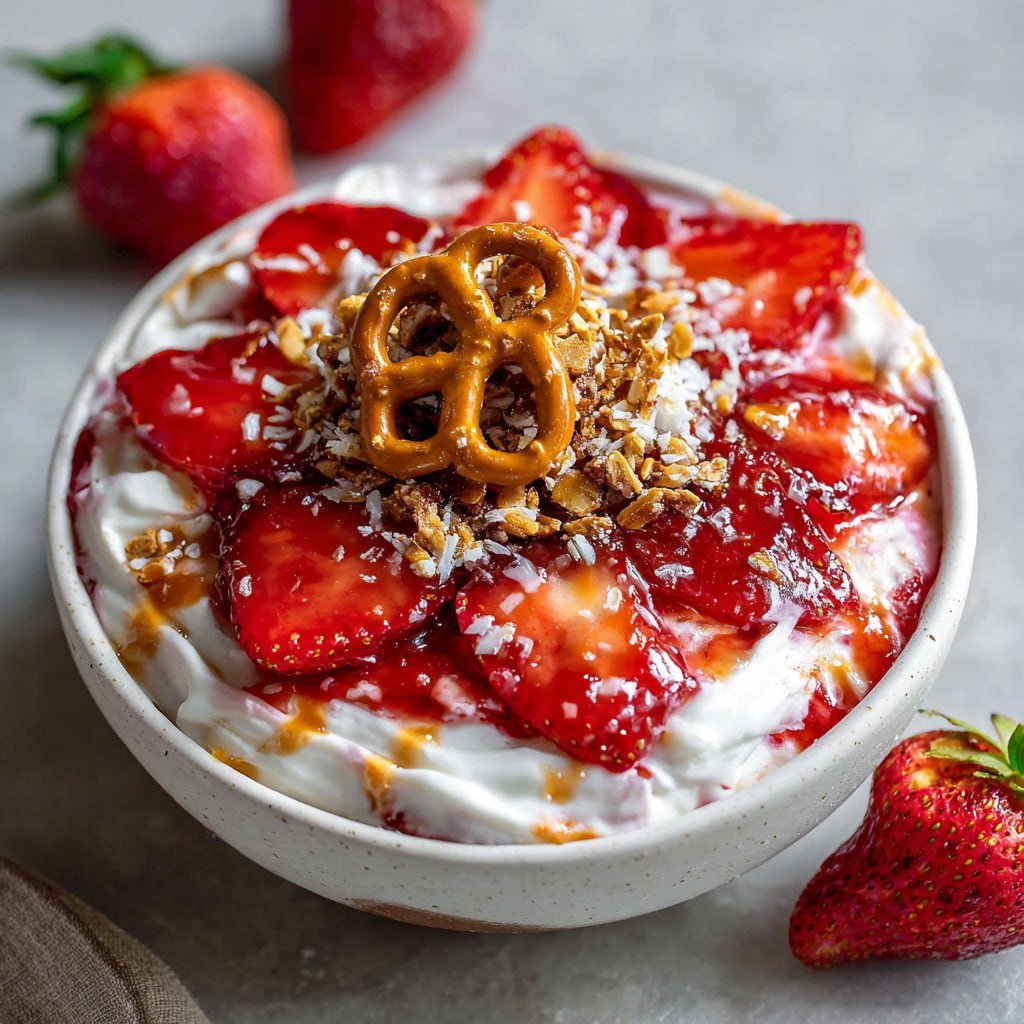 Strawberry Pretzel Salad Bowl (High-Protein Yogurt Parfait, 25 Minutes)