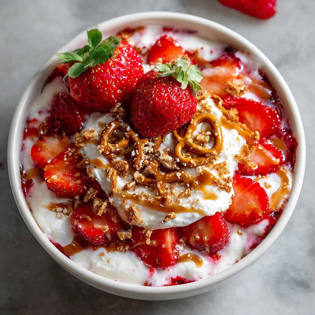 strawberry pretzel salad bowl